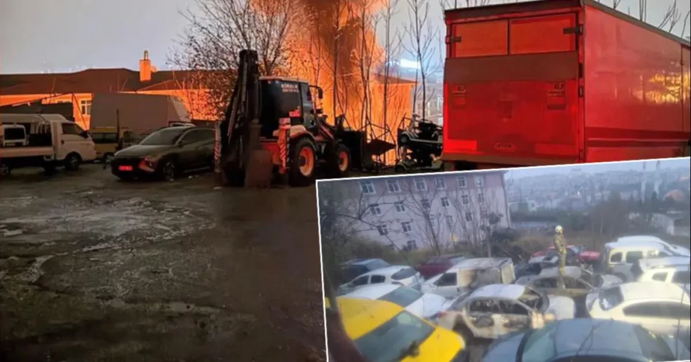 Gaziosmanpaşa'da Korkutan Otopark Yangını: 14 Araç Kül Oldu