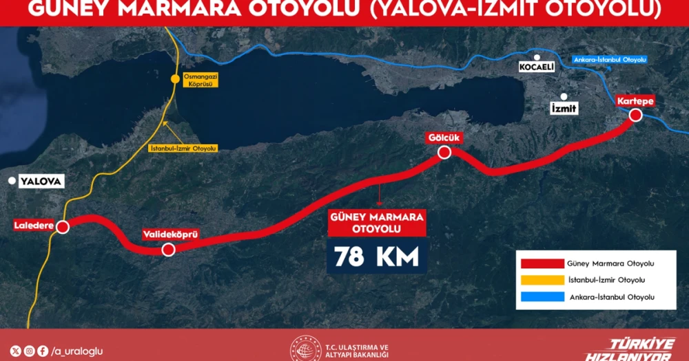 Güney Marmara Otoyolu'nun Detayları Açıklanıyor: 8 Tünel, 9 Viyadük ve 51 Köprü İnşa Edilecek