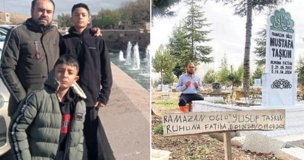 Bir Babanın En Zor Görevi: Evlatlarının Yanında Olmak İçin Mezarlıkta Çalışıyor
