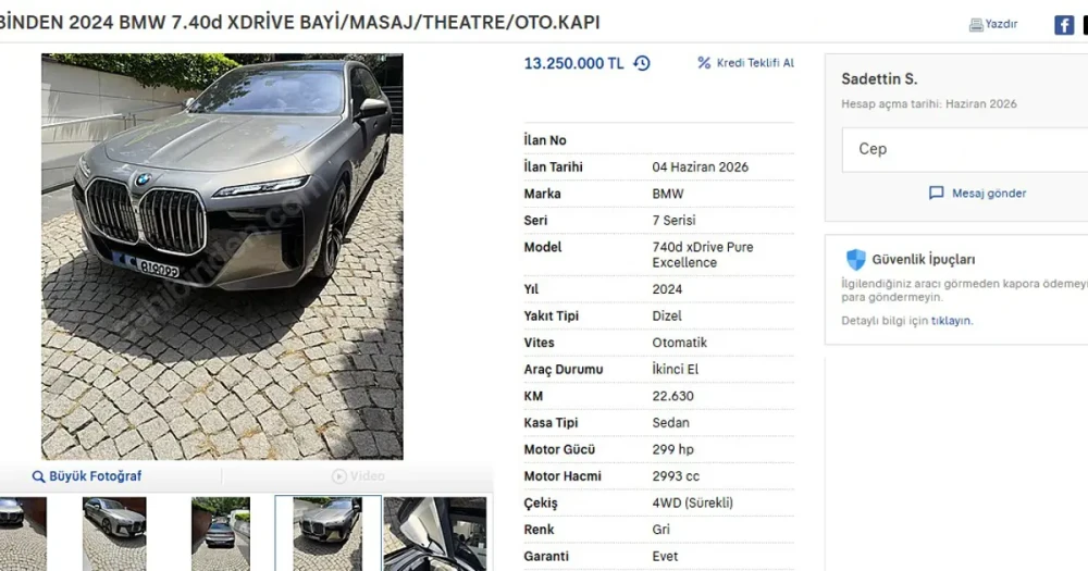 Sadettin Saran, Kaza Yaptığı BMW 740d'yi Satışa Çıkardı