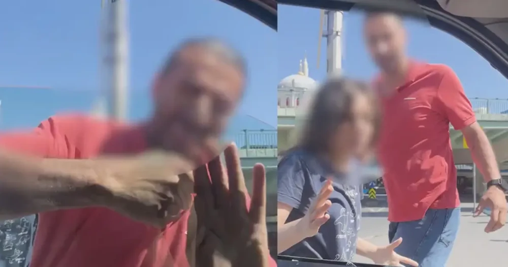 Trafikte dehşet kamerada. Takip ettiği aracın camını kırdı